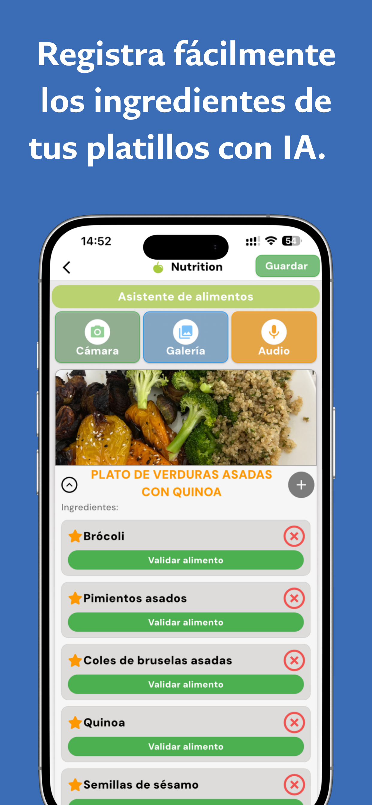 Nutrition screen in Healthfoodness App